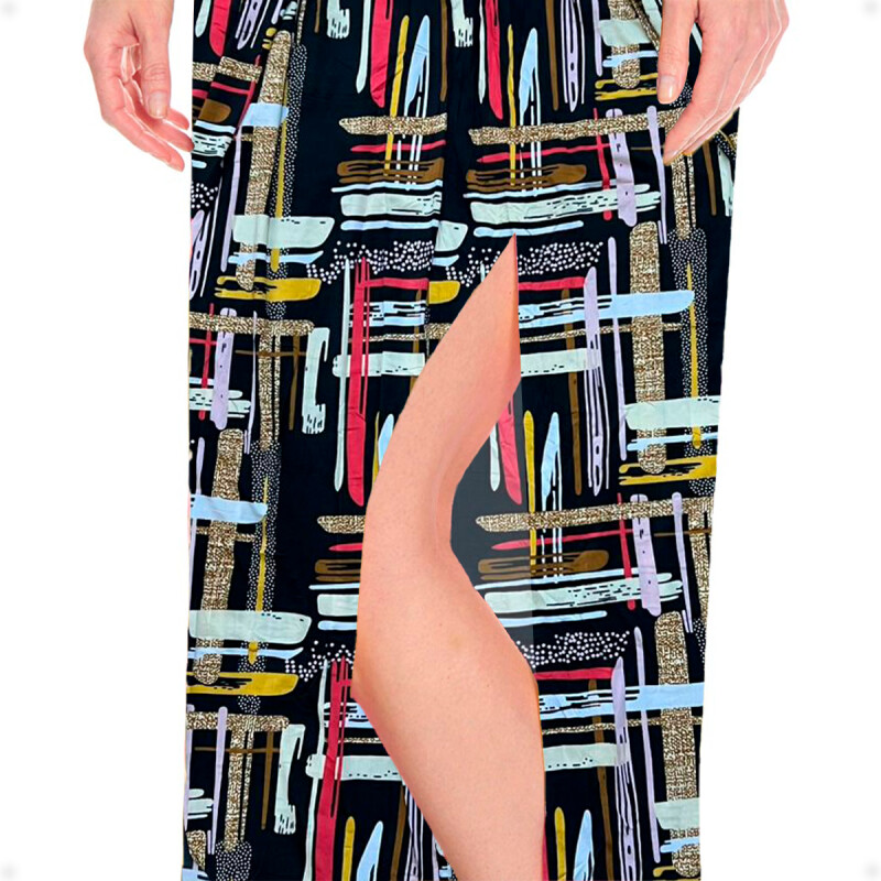 PantalÃ³n Palazzo Elastizado Estampado con Abertura M5