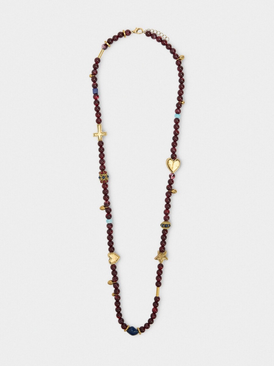 Collar Largo De Cuentas Con Colgantes - multicolor 