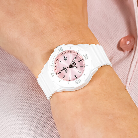 Reloj Casio Original PVC Análogo Para Dama Sumergible Blanco-Rosado