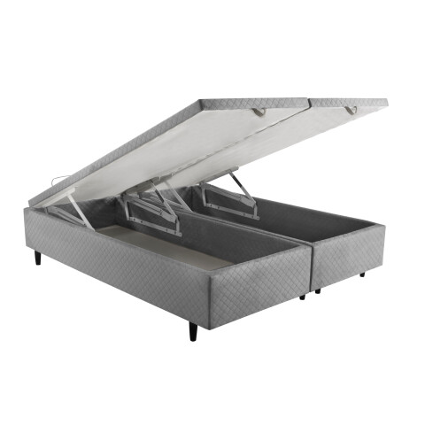 Cama Baúl HE Tapizada en Tela Modelo 1439 160 x 200 - Gris Cama Baúl HE Tapizada en Tela Modelo 1439 160 x 200 - Gris