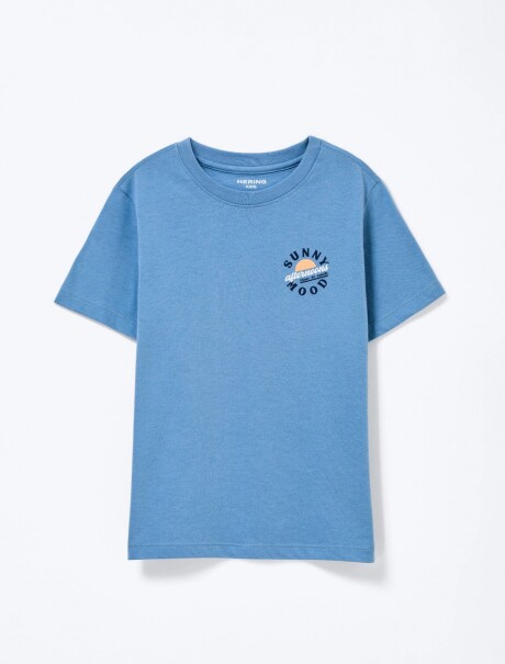 CAMISETA BÁSICA CON ESTAMPA CELESTE