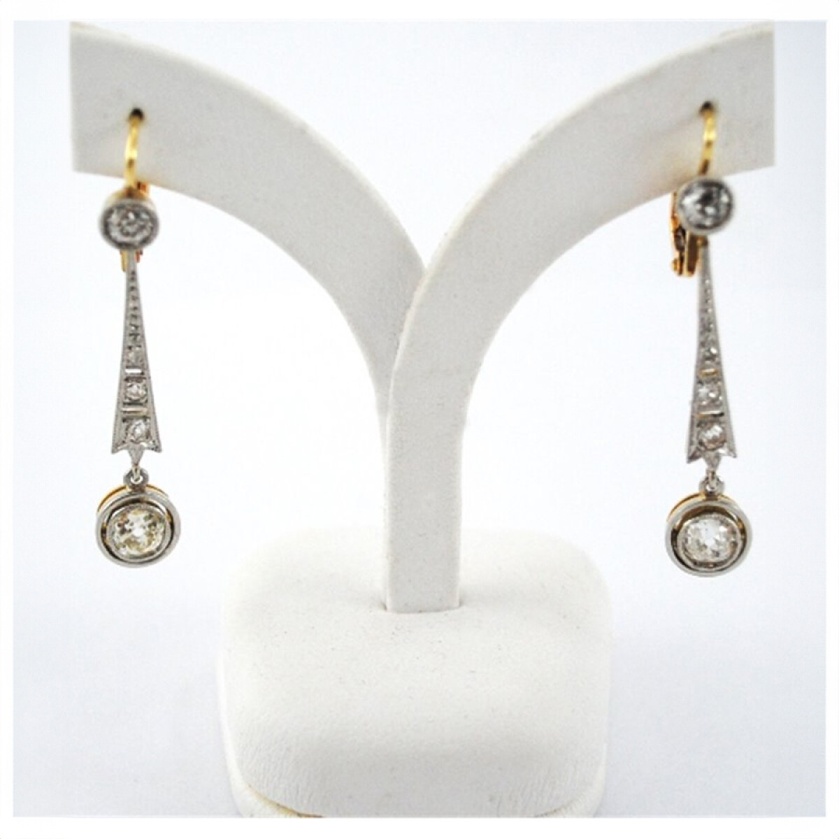Caravanas Antiguas Oro 18K, Platino Y Brillantes 