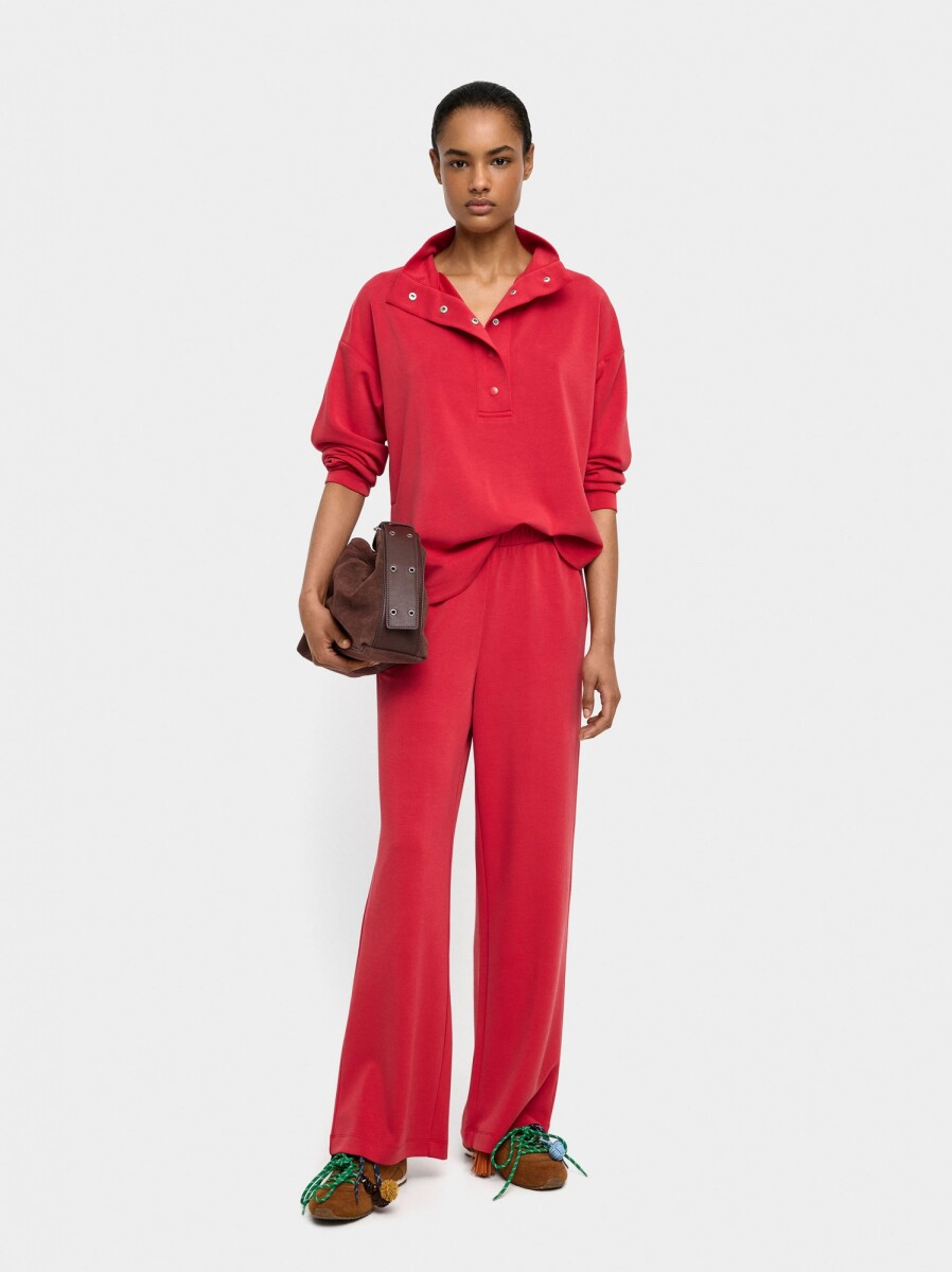 Pantalón Con Cintura Elástica Tacto Suave - rojo 