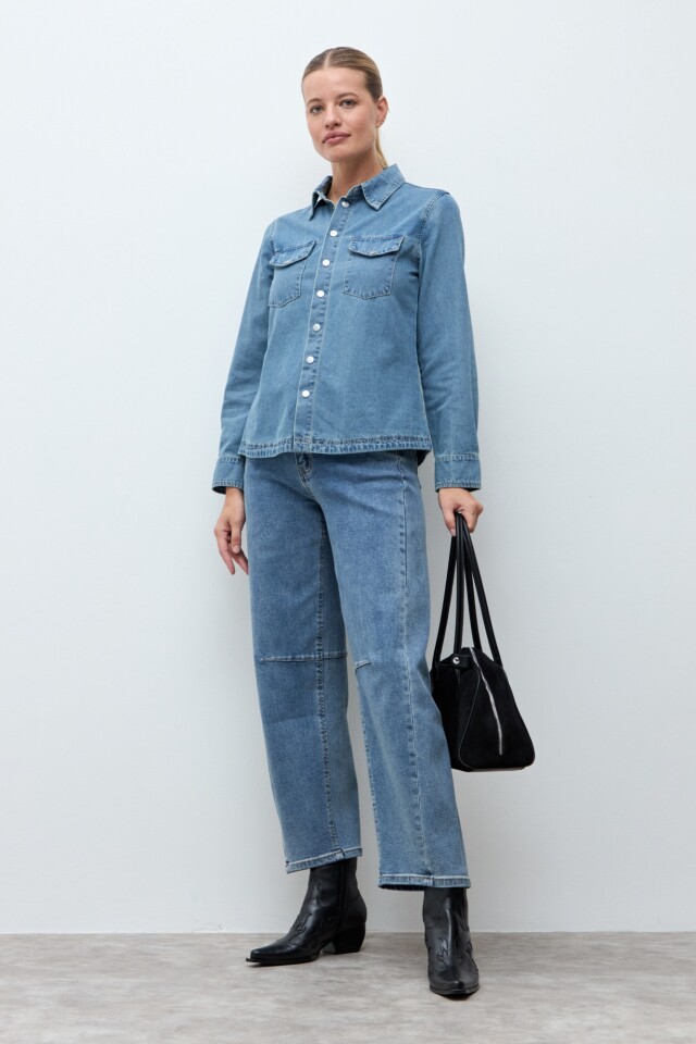 Camisa de jean jean medio