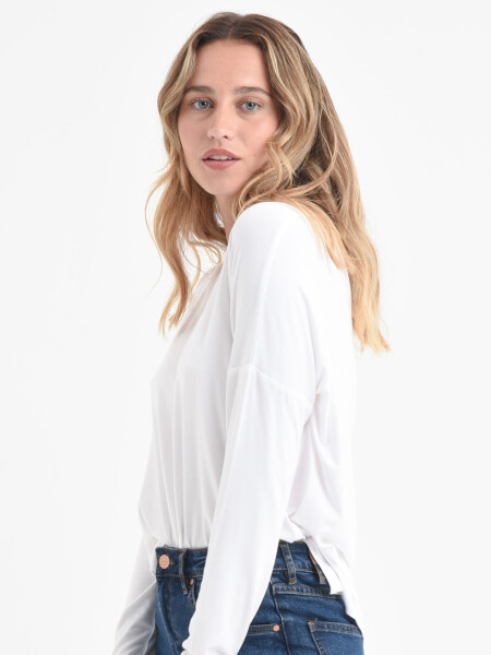 Remera manga larga escote en V Blanco