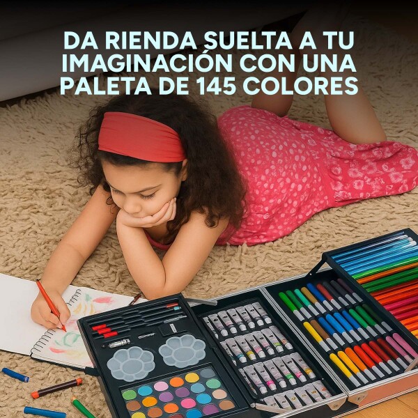 Set Valija Maletín Arte Escolar Didáctico 145 Piezas Pintar Variante Diseño Dinosaurio