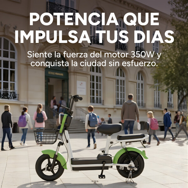 Moto Electrica Gogreen Style 350W Autonom. 25Km 30KM/H Rod10 Variante Color Verde
