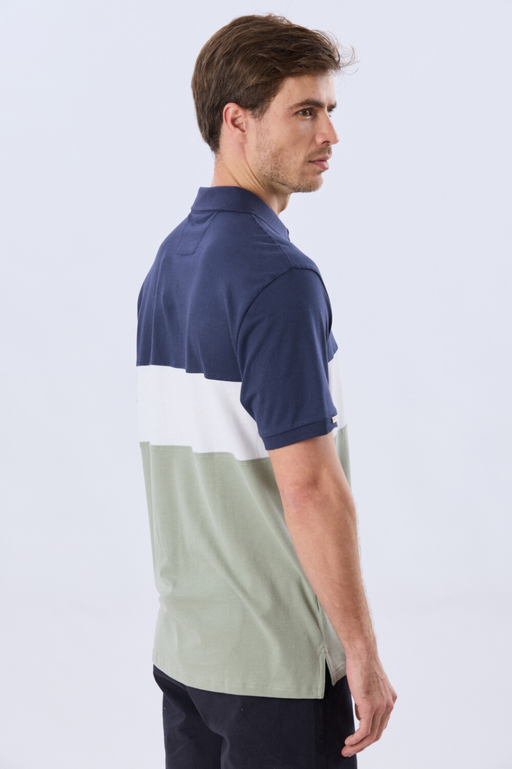 REMERA POLO RAYADA JERSEY Azul