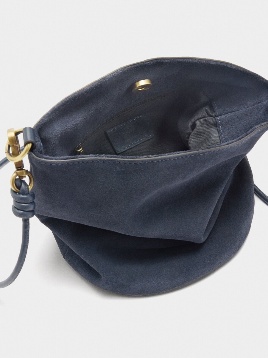 Bolso Bucket De Piel Con Bandolera azul-marino