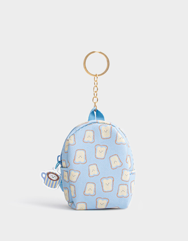 Llavero Mochila Llavero De Mochila De Pu Estampa Con Tiracierre De Rubber - Azul Celeste