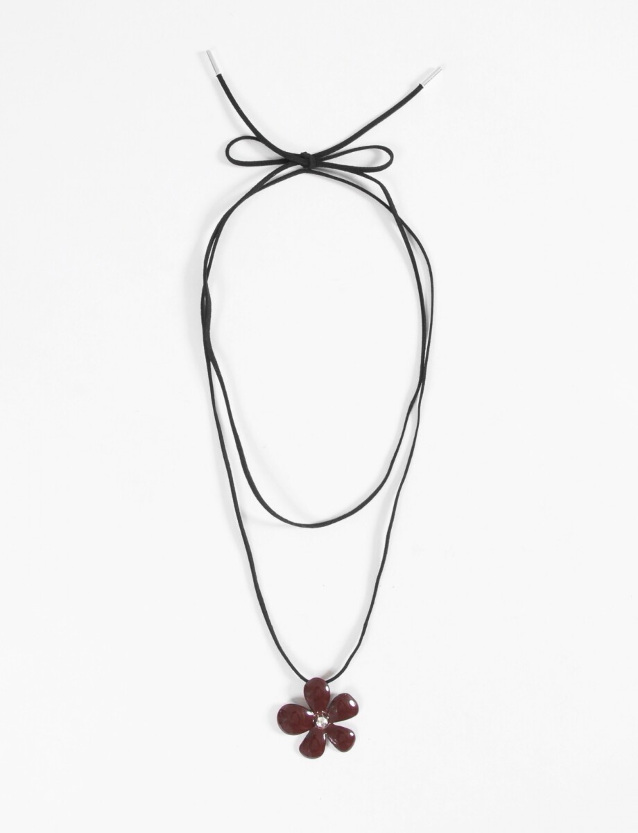 Collar cordón dije flor - plateado 