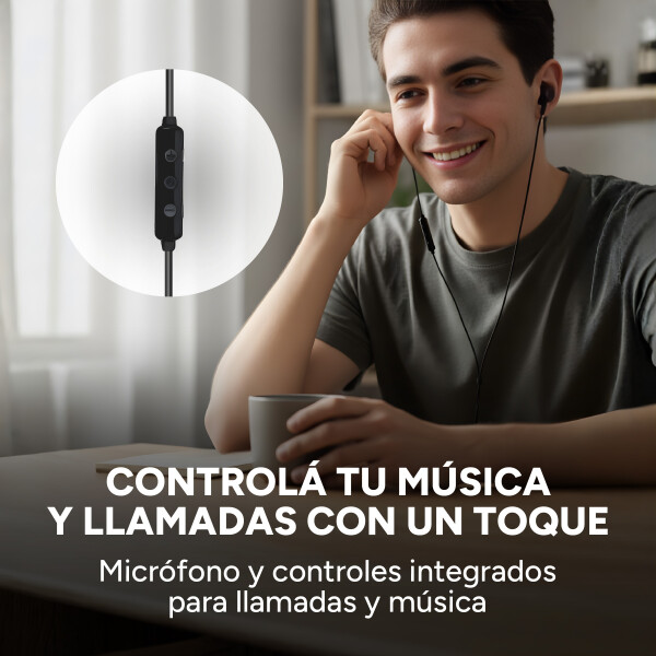 Auriculares Cableado Micrófono Manos Libres HP Tipo C Bass Color Negro