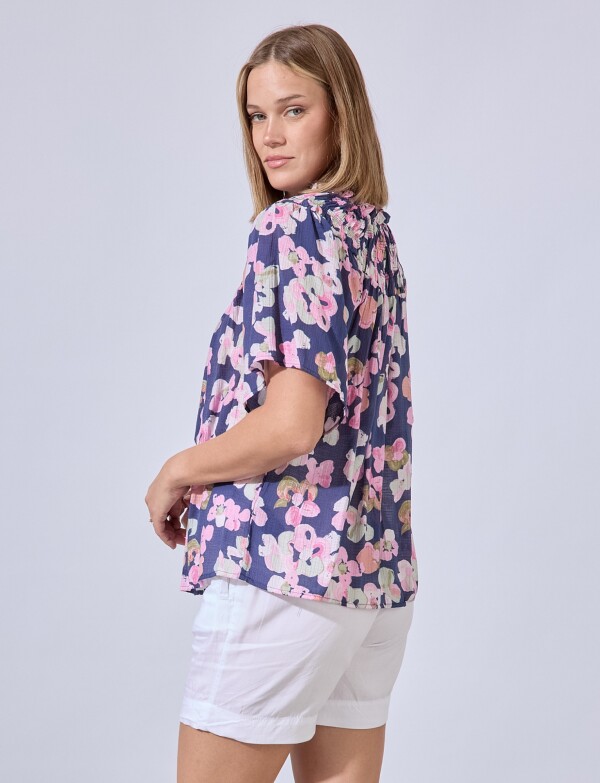 Blusa Frunces MULTI/AZUL