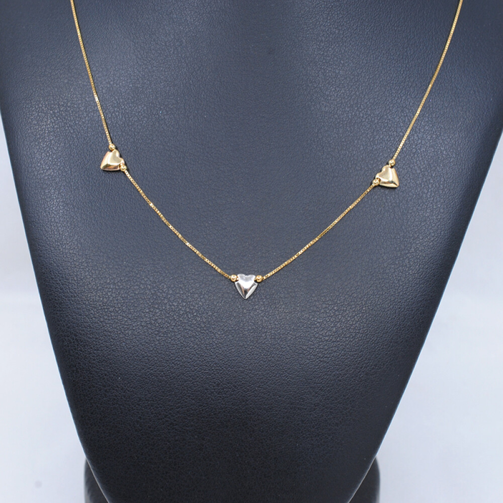 Cadena oro 18k con dijes corazones Cadena oro 18k con dijes corazones