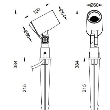 Pincho led 10W Aluminio negro IP65 24 volt 60º Pincho led 10W Aluminio negro IP65 24 volt 60º