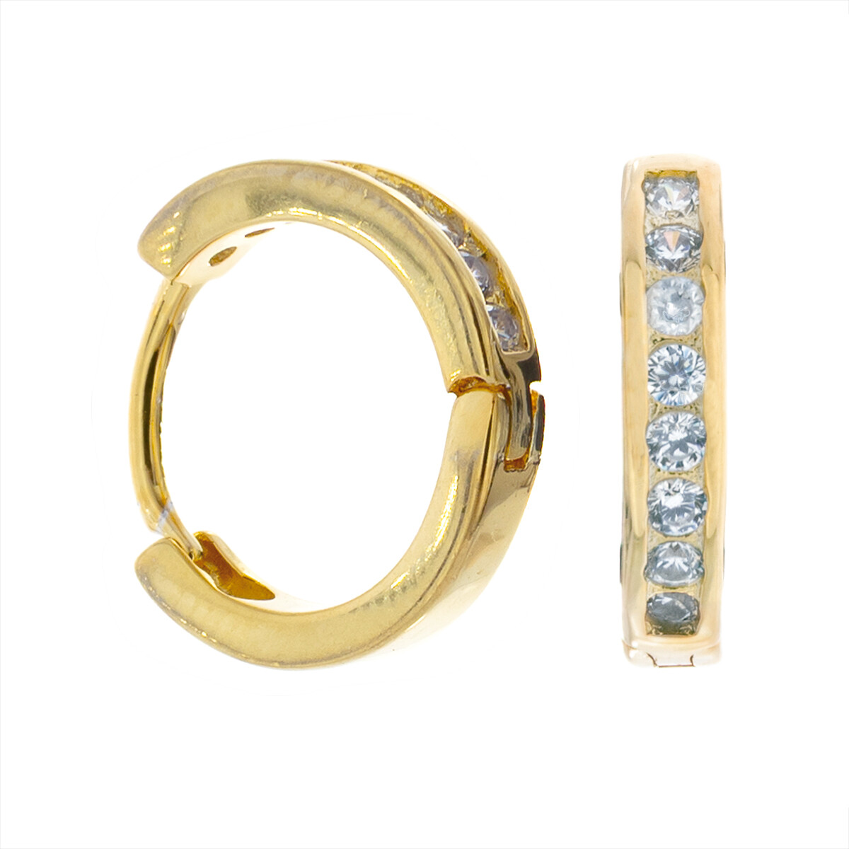 Aritos de plata 925 con baño de oro amarillo y circonias. 