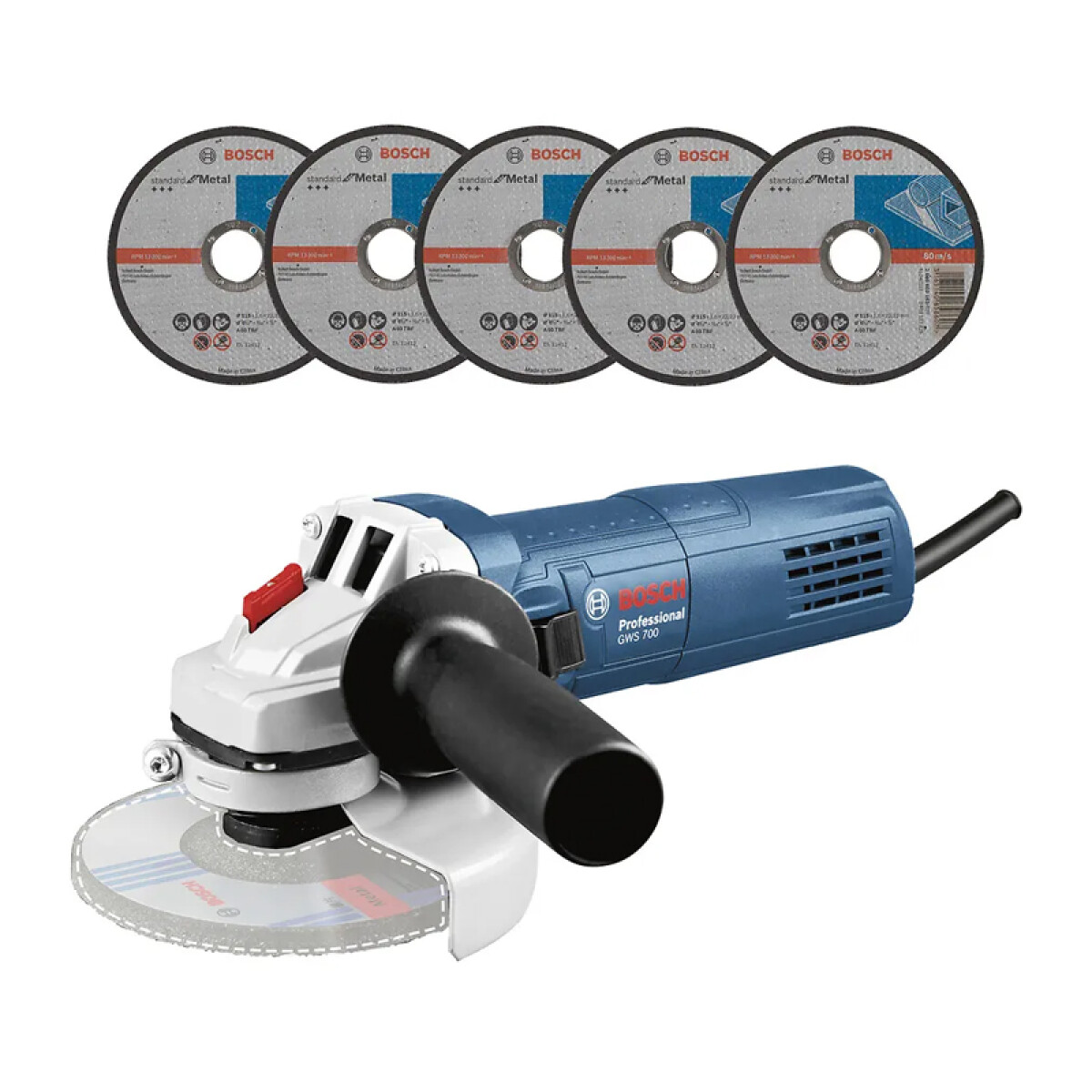 Amoladora angular 4.1/2" 710W + 5 discos GWS700 - BS0212 