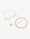 Pulseras Elásticas Sets Perla Set De Pulseras Con Perlas - Dorado
