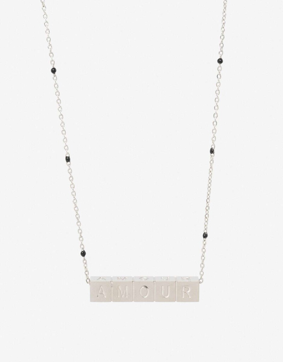 Collar Corto De Acero Con Dijes Cúbicos - Plateado 