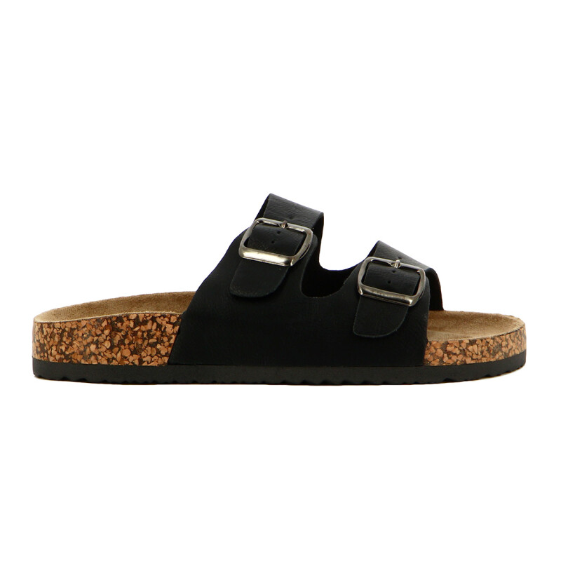 Darkness Sandalia Casual Dama C/dos Tiras C/hebilla Suela Baja / Negro Negro