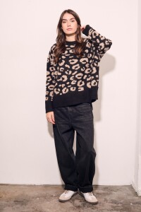 Sweater Animal Print Negro