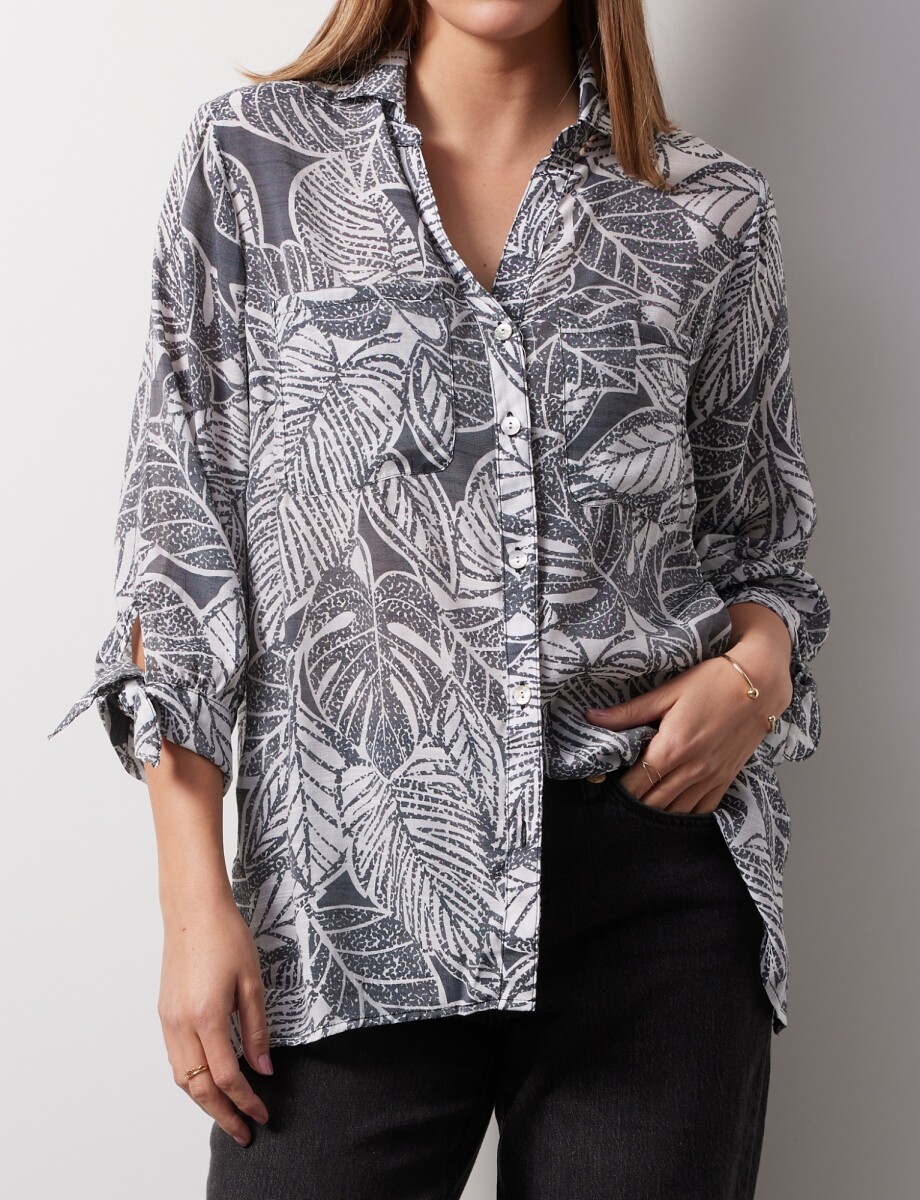 Camisa Print - Negro/gris 