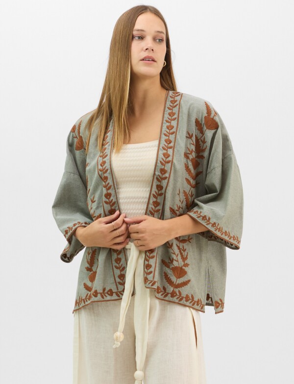 Cardigan Kimono Bordado OLIVA/MULTI