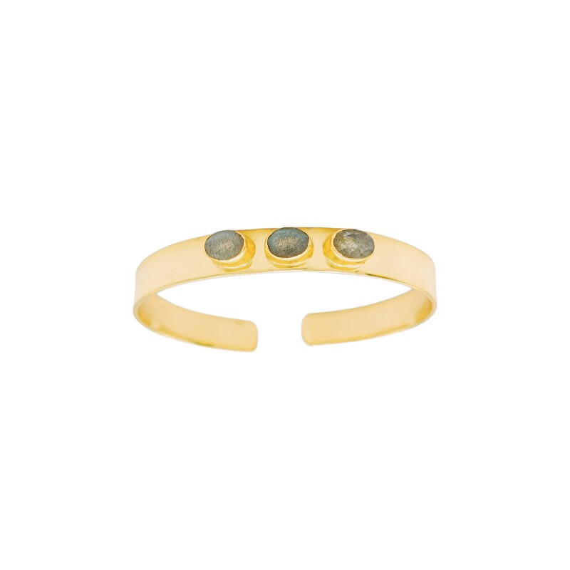 Brazalete Jaipur-Plata Rodinada con micra oro 18k-Piedra Labradorita-BR2004 Conpiedra