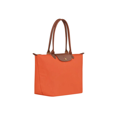 Longchamp -Cartera Longchamp plegable de nylon con cierre y asa larga, Le pliage L Naranja