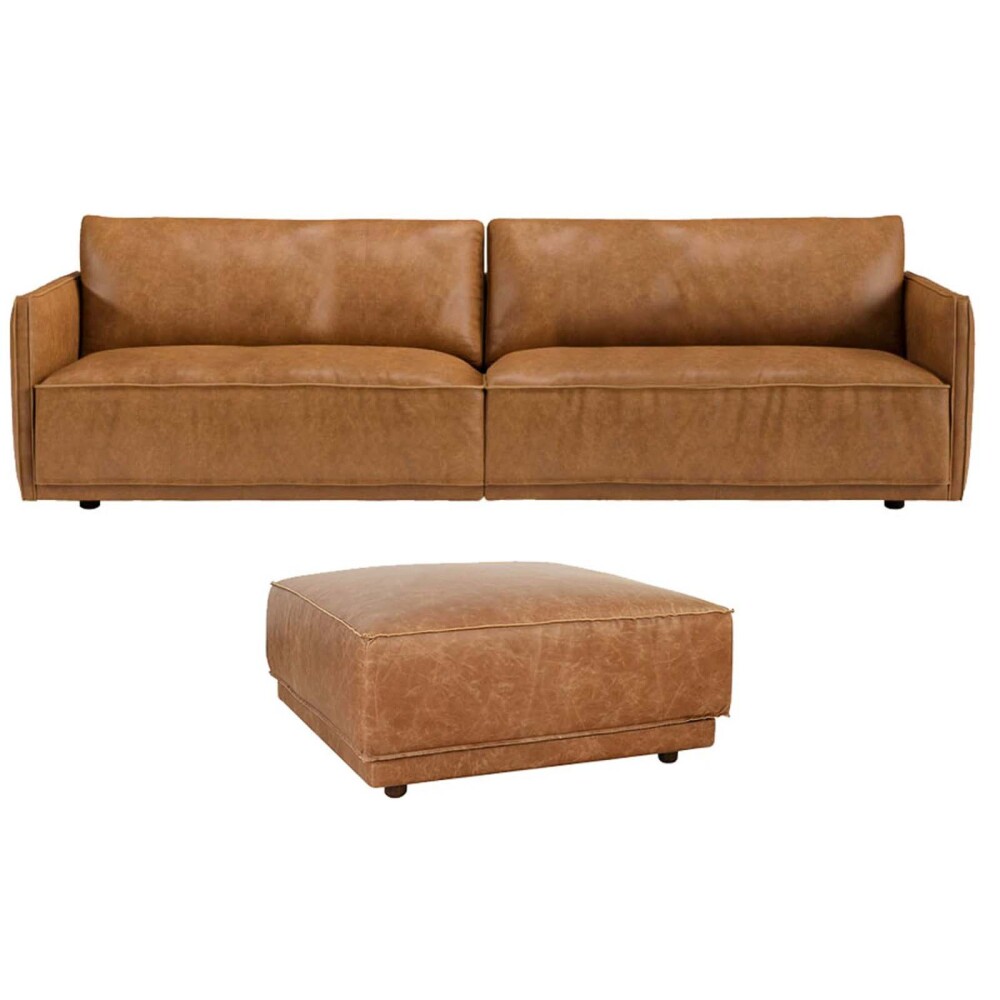 PUFF ROMEO CAMEL + SOFA ROMEO 3 CUERPOS