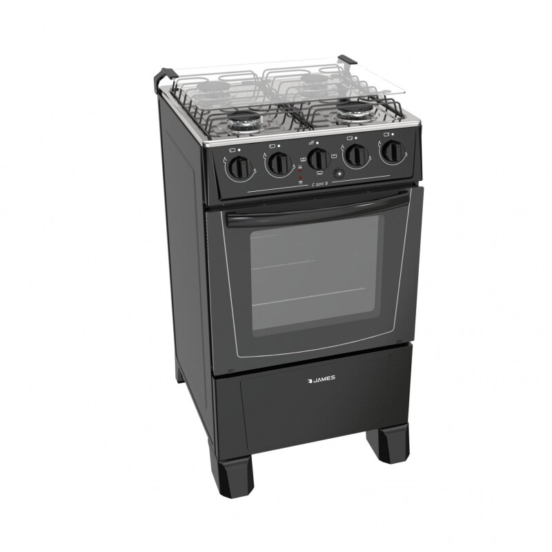 Cocina Combinada James 4 Hornallas Negra Cocina Combinada James 4 Hornallas Negra
