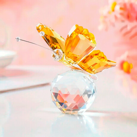 Adorno Mariposa De Cristal Amarillo