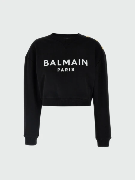 Balmain - Buzo de algodón con logo Balmain Paris Negro