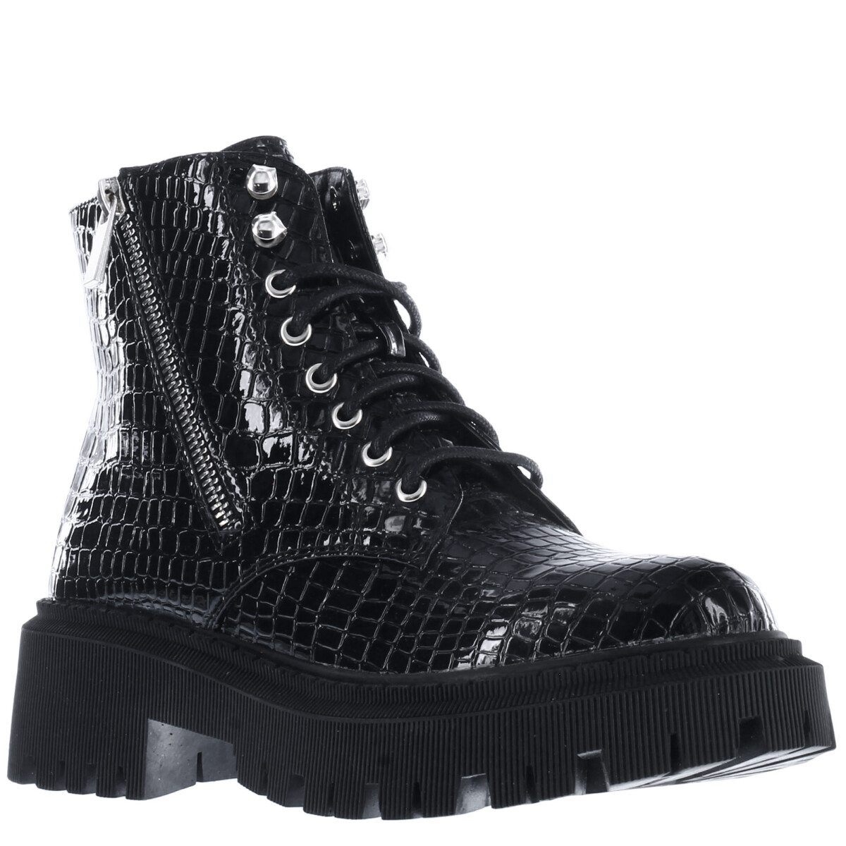 borcego ERA en croco charol y cierre laterlal MissCarol - Black 