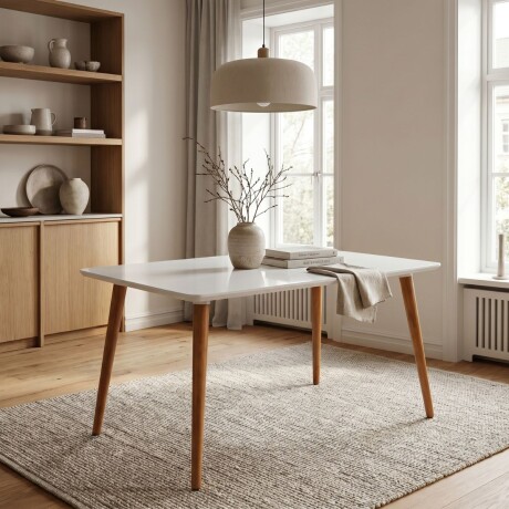 Mesa de Comedor Veneza Blanco y Cedro