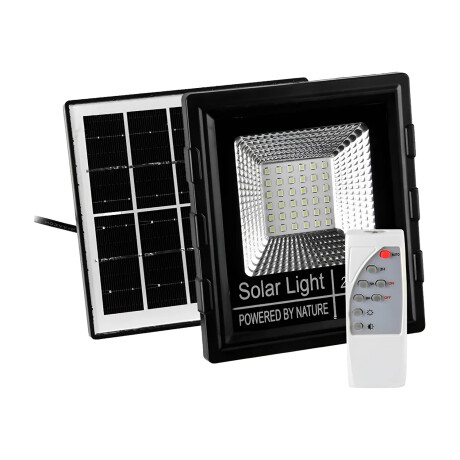 Foco Exterior Solar p/Pared Led 25W c/ Control y Sensor Luz Negro