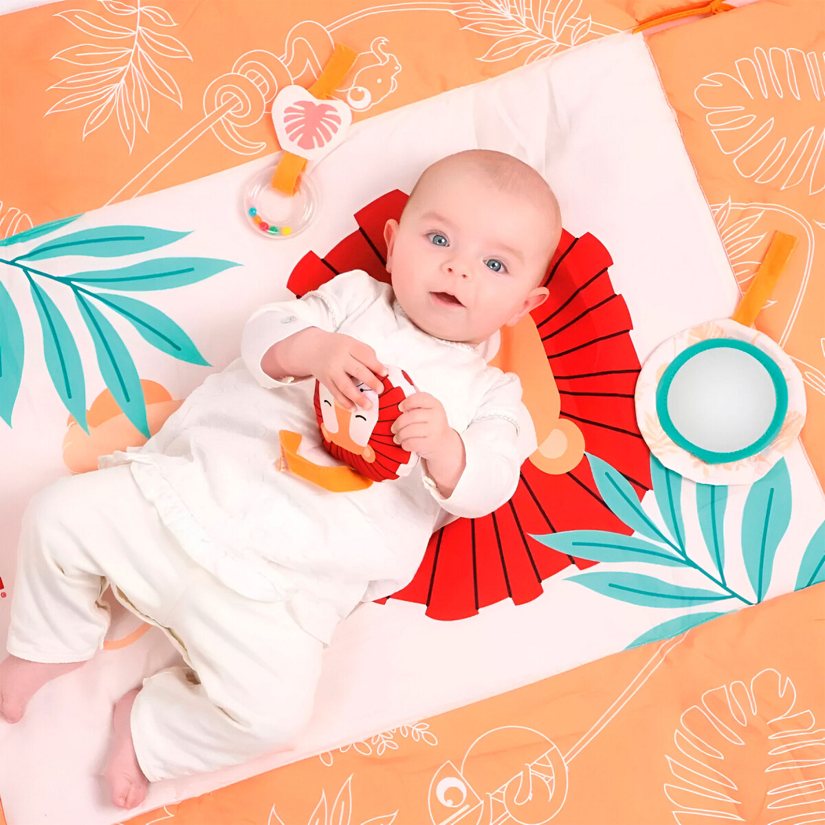 Gimnasio Actividades Alfombra Bebé Sensorial León 90 x 110cm - Color Naranja 