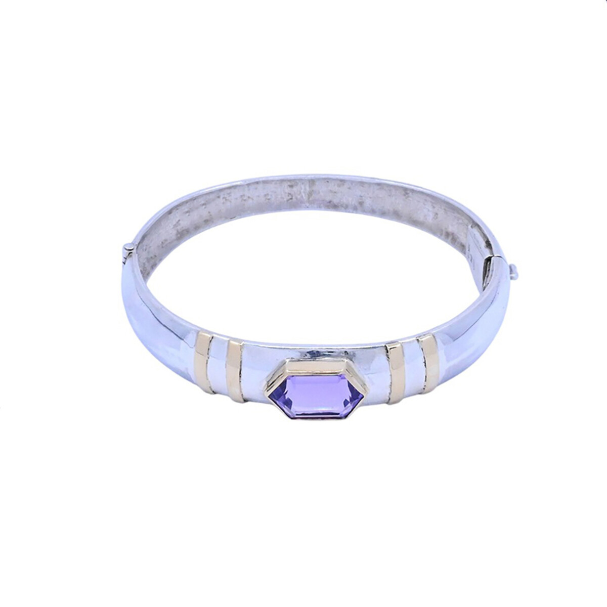 Pulsera plata, oro y amatista. 