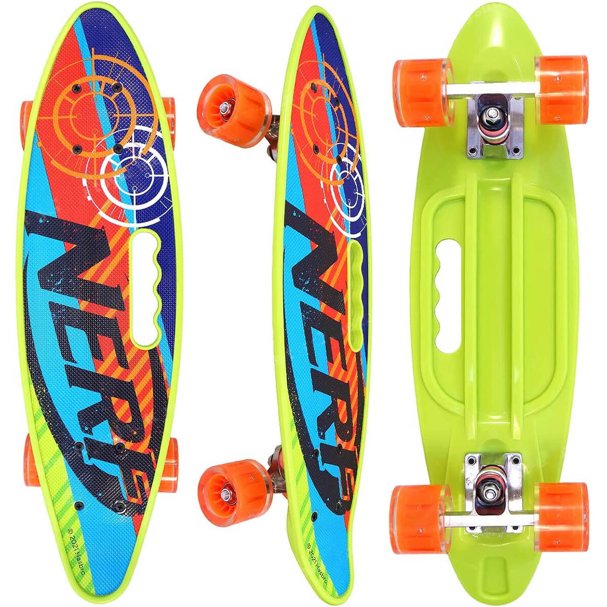 Skate Longboard Nerf 58cm Patineta Infantil Aluminio - Verde 