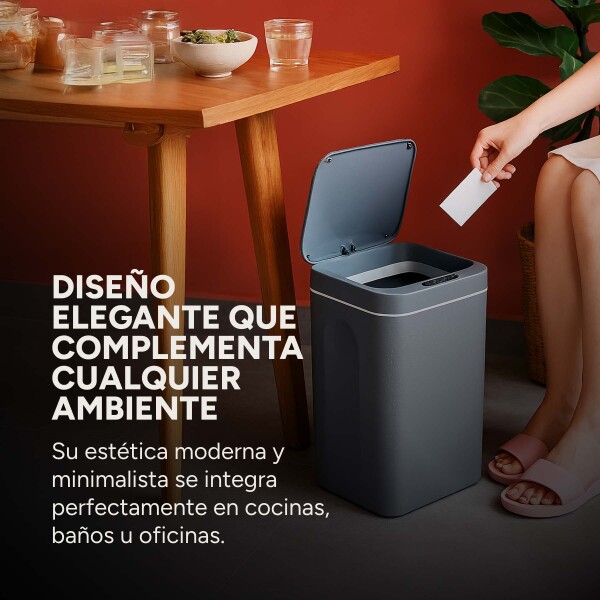 Papelera Cesto Basura Automatica 16l Basurero Sensor Color Variante Gris