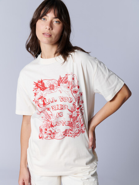 Remera manga corta oversize Estampa All blanca