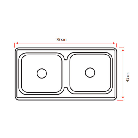 PILETA DE COCINA DOBLE ACERO INOX 78X42X21 CM SATINADA 000
