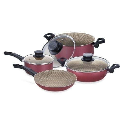 Juego batería de cocina rojo modelo "PARIS" 7 pzs TR5950