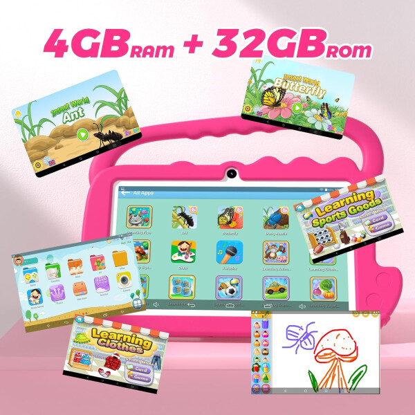 Tablet Infantil Kids 2+2gb Ram 32gb Con Lápiz ROJO