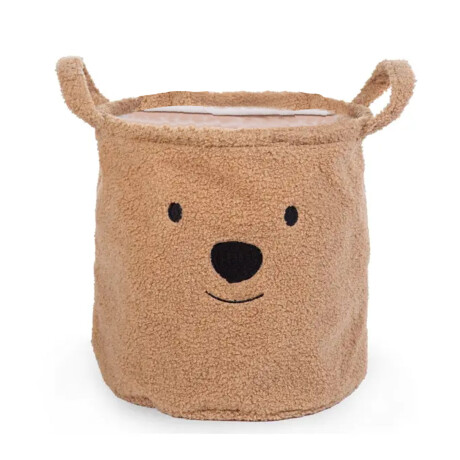 Cesto Osito Canasto Infantil Organizador de Peluche con Asas Marrón