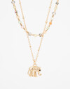 Collares Cortos Lucky charm Collar Beads Y Elefante Lucky - Dorado