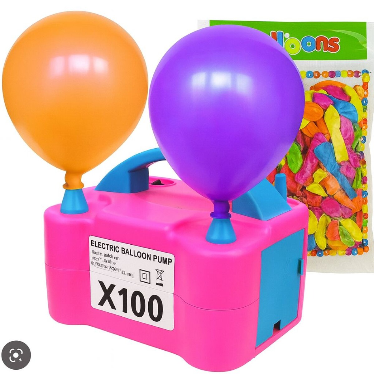 Promo Inflador + Pack x100 Globos Multicolor 