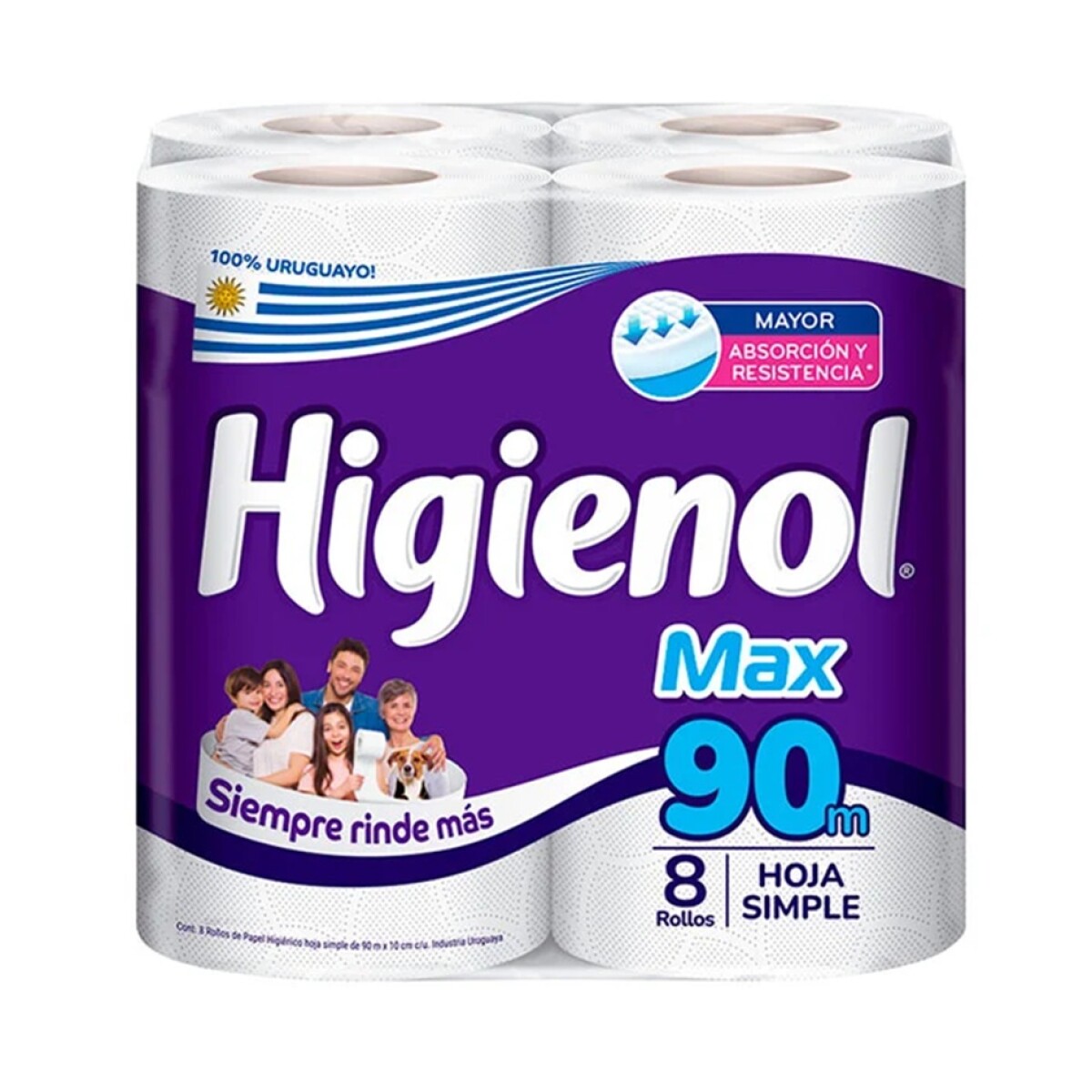 Papel Higienico Higienol Max 90 Mts 8 Rollos 