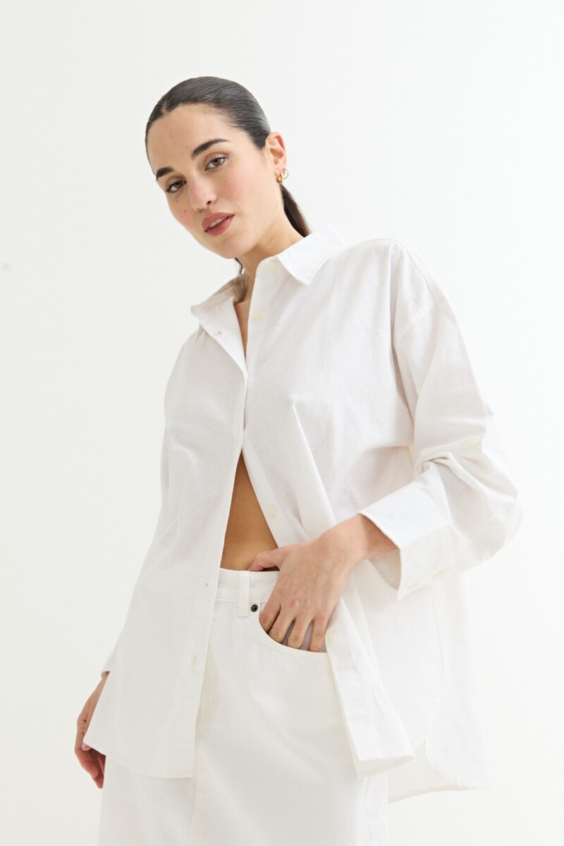 Camisa lisa básica BLANCO