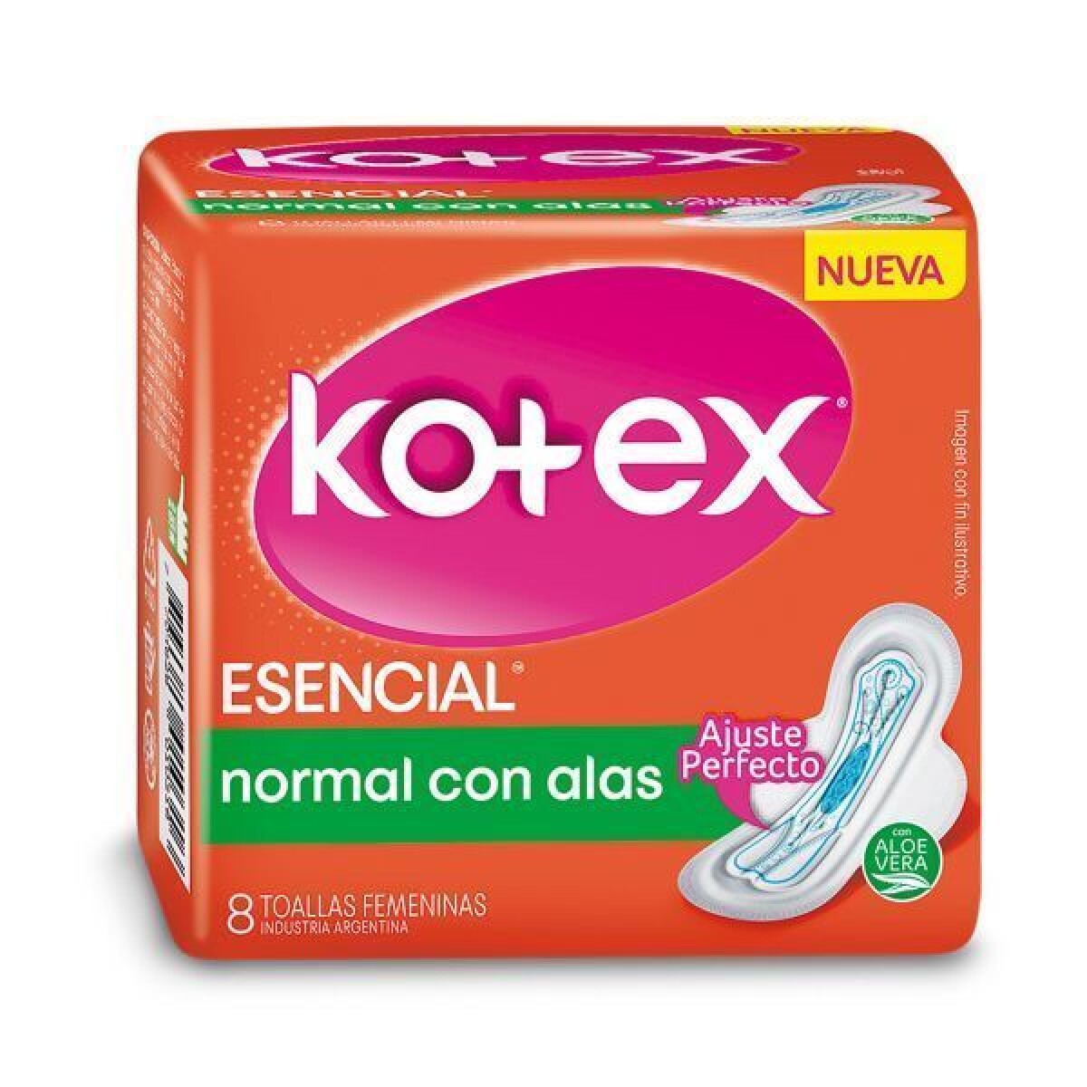 Kotex Toallitas Higiénicas Normal con Alas 8 Unidades – Protección Diario 